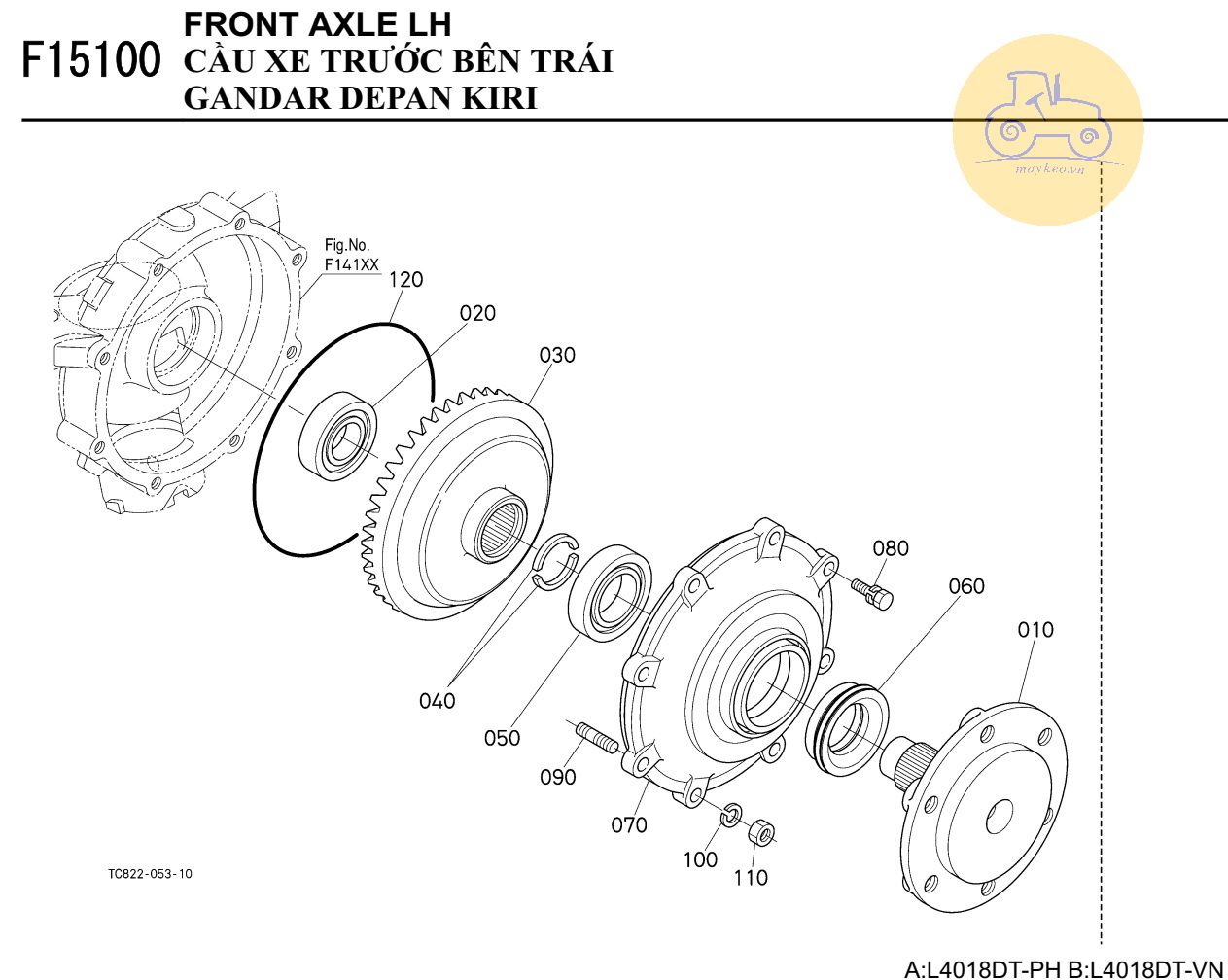 Trục bánh xe trước bên trái